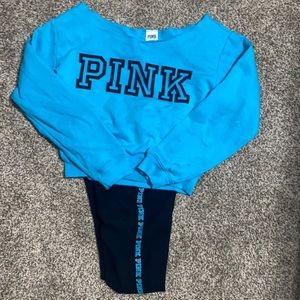 New, Victoria Secret leggings {XS} & off the shoulder sweat shirt {S}.